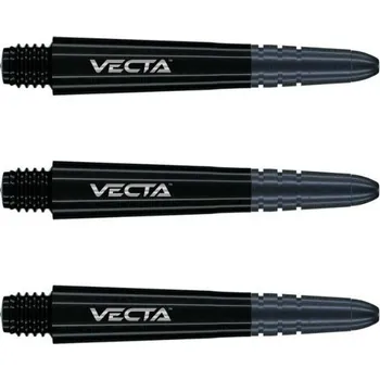 Násadky na šipky Winmau Vecta plastové s hliníkový topem, černé, krátké
