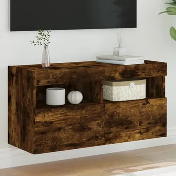 Nábytek vidaXL Nástěnná TV skříňka s LED osvětlením kouřový dub 80x30x40 cm