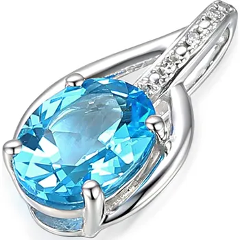 Přívěsek Diamantový přívěsek Monroe, zlato s brilianty a modrým topazem (blue topaz) Materiál šperku: Bílé zlato