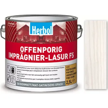 Lak na dřevo Herbol Offenporig Imprägnier-Lasur FS - impregnační tenkovrstvá lazura 10L - Bílá