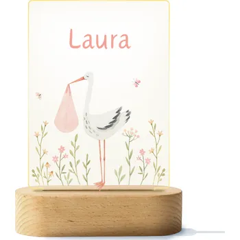 Lampička Barevná LED lampa se jménem - čáp