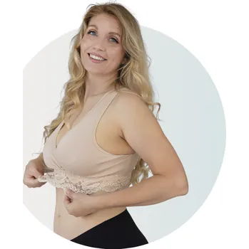 Těhotenská podprsenka Carriwell Křížená kojící podprsenka vhodná i ke spaní Béžová Vel. S