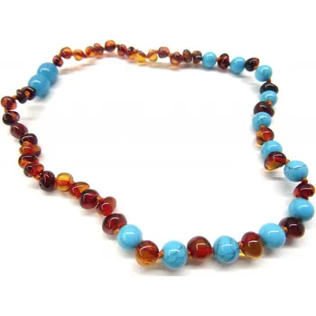 Náhrdelník Jantarové korálky tyrkys 32 cm Tala - 32 cm