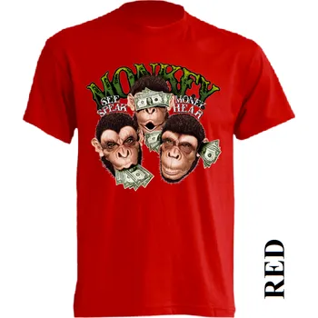 Pánské tričko panske-levne-bavlnene-tricko-digi-potisk-nevidim-neslysim-nemluvim Barva: Red - červená, velikost: M