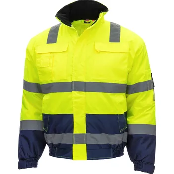 NITRAS MOTION TEX VIZ – Zateplená bunda s vysokou viditelností, neonově žlutá/tmavě modrá Velikost: S