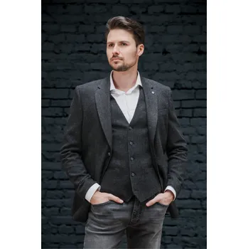 Pánské vlněné sako Barva: Antracitová, Velikost: 118, Střih: REGULAR FIT