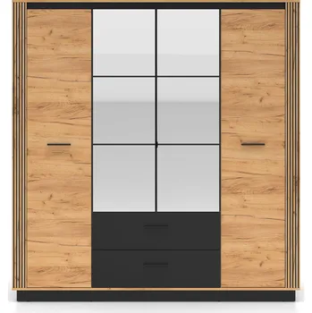 Šatní skříň Skříň šatní dub craft zlatý/černá URSO 01