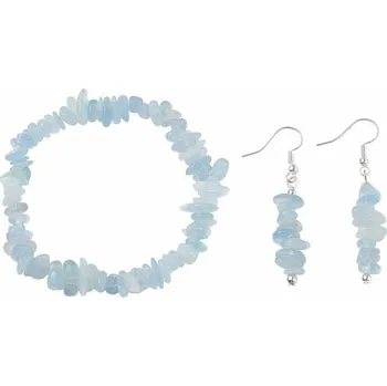 Náramek Sada náramku a náušnic z akvamarínu obvod cca 16 až 23 cm