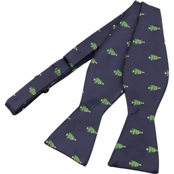 Motýlek Bubibubi Tmavomodrý vázací motýlek s vánočními stromky I.