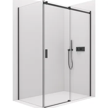 CERANO - Sprchový kout Santoro L/P - 6 mm - černá matná, transparentní sklo - 130x90x195 cm - posuvný