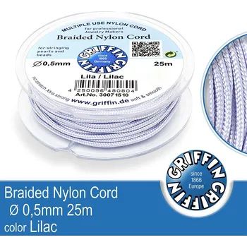 Nit Braided NYLON (splétaná nit na náramky) GRIFFIN síla nitě 0,5mm cívka 25m. Barva Lilac