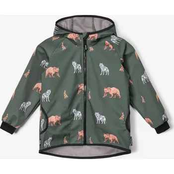Chlapecká bunda Dětská softshellová bunda s fleecem Basic, Khaki, Lesní zvířata Velikost: 86/92