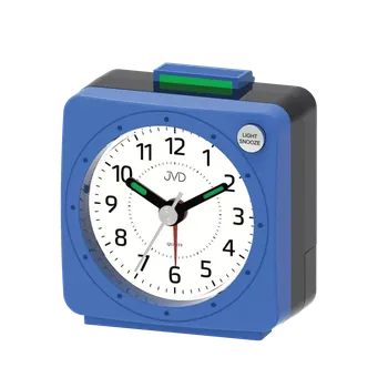 Budík JVD Modrý nejlevnější baterkový budík JVD SR220.10 s osvětlením