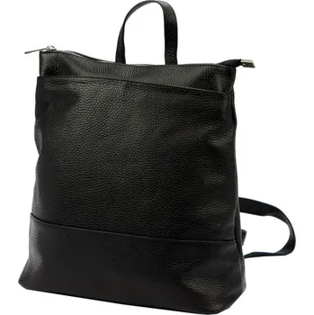 Městský batoh Kožený dámský módní batoh s čelní kapsou Luka černý + doprava zdarma