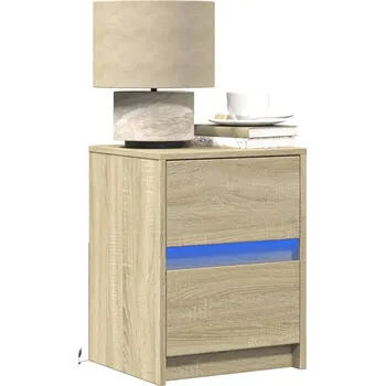 Noční stolek vidaXL Noční stolky s LED osvětlením 2 ks kompozitní dřevo [852040] Barva: dub sonoma