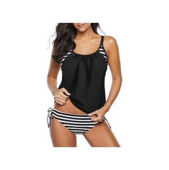 Dámské plavky Durio tankiny - push up plavky černobílé pruhované 40
