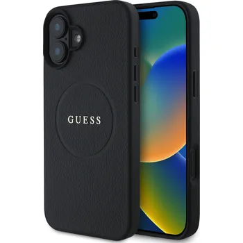 Pouzdro na mobilní telefon Guess PU Grained Classic Logo MagSafe Zadní Kryt pro iPhone 16 Plus Barva: Černá
