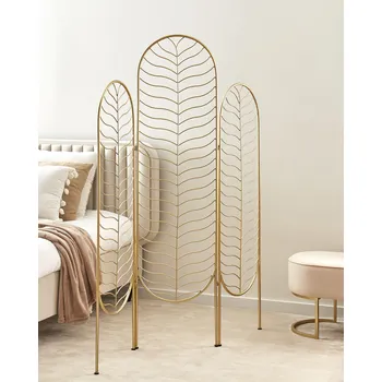 Paraván Paraván zlatý kovový železný rám 3 panely skládací dekorativní rozdělovač příčka Beliani