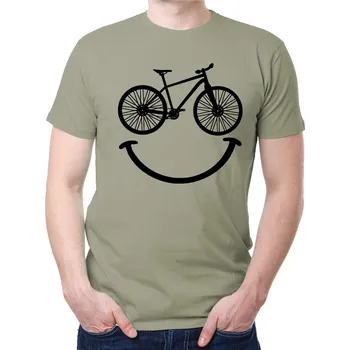 Pánské tričko Cyklo tričko - Bike smajlík, Barva látky sv. khaki, Střih Pánsky/UNISEX, Velikost XS