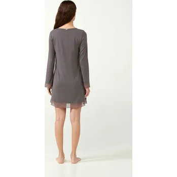 Vamp - Noční košilka s puntíky a síťovanými detaily 21815 - Vamp gray mauve xxl