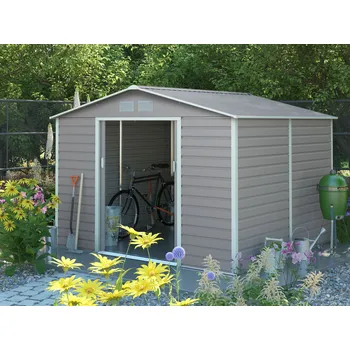 Zahradní stavba Kovový zahradní domek G21 GAH 706, 277 x 255 cm, šedý se základnou, 63900551