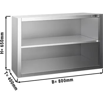 Kuchyňská skříňka G.Gastro Nerezová nástěnná skříňka PREMIUM 0,8 m - bez křídlových dveří - výška 0,65 m