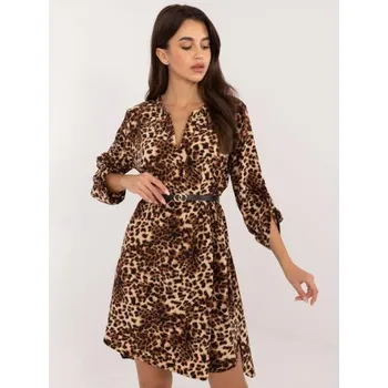 Dámské šaty Dámské šaty s panterem košilové béžovo-černé