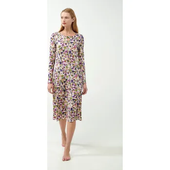 Vamp - Dlouhá květinová noční košile 21062 - Vamp green moss s