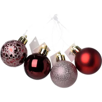 Vánoční ozdoba Ozdoba závěsná koule 8cm sada 8ks plast bordó mix