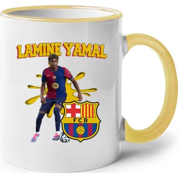 Keramický hrnek Lamine Yamal, Barva Žlutá, Velikost 330 ml, Canvas Keramický hrnek s barevným uchem Bezvatriko.cz 2758