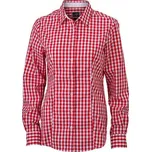 James & Nicholson Módní dámská kostkovaná košile z vysoce kvalitního popelínu Barva: červená - bílá, Velikost: S JN616