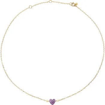 Módní doplněk BREIL Romantický pozlacený náhrdelník s ametystovým srdíčkem Candy TJ3598 + 2 měsíce na vrácení zboží