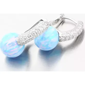 Náušnice Dámské náušnice stříbro 925 zirkon světle modrý opál a PKL-2167