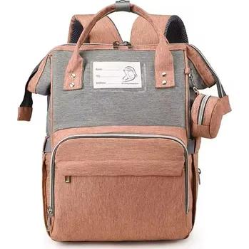 Přebalovací taška Moderní a multifunkční přebalovací batoh s USB portem a přebalovací podložkou Barva: růžovo-šedá