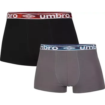 2 Pack Pánské boxerky Umbro UM2410 - černošedé L