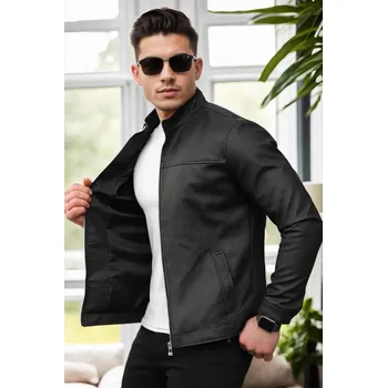 13250 Dewberry PU Mens Jacket-BLACK dewberry černá 2946952