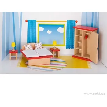 Doplněk pro panenku Goki Nábytek pro panenky basic – ložnice 11 dílů + dárek zdarma