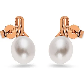 Náušnice Náušnice s přírodními perlami v růžovém zlatě Rylee, 14K IZ28332R + dárkové balení LUXUS zdarma