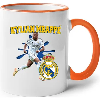 Keramický hrnek Mbappé - Real Madrid, Barva Oranžová, Velikost 330 ml, Canvas Keramický hrnek s barevným uchem Bezvatriko.cz 2757
