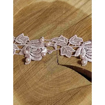 Krajka Vzdušná krajka s perlami šíře 43 mm barva pudrová