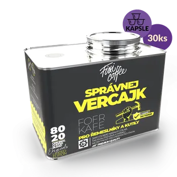 Nápoj Fixi Coffee Fofr kafe – Správnej vercajk, směs výběrové kávy kapsle / stylový plechový kanystr / 30 ks