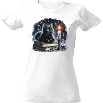 Dámské tričko Tričko s potiskem kočka noční čtení dámské