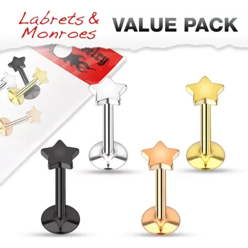 Piercing Piercing labret chirurgická ocel hvězdička