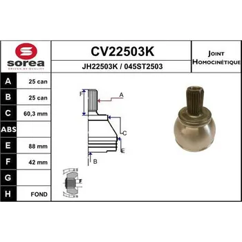 Autodíl Sada kloubů, hnací hřídel EAI CV22503K