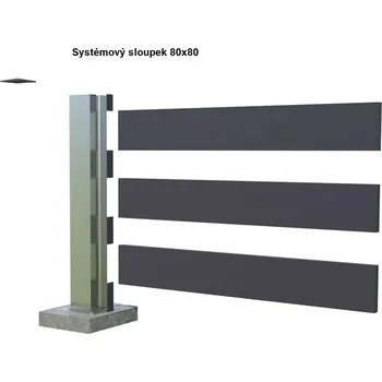 Gelend Sloupek hliníkový 80x80mm s patkou Povrchové úpravy: KOAMAXIT všechny RAL lesk/mat/struktura, výška: do 1000mm