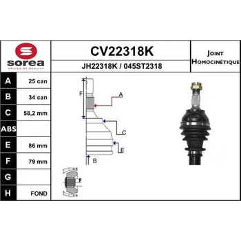 Autodíl Sada kloubů, hnací hřídel EAI CV22318K