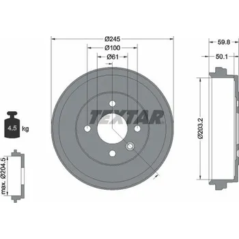 Brzdový buben Brzdový buben TEXTAR 94047900