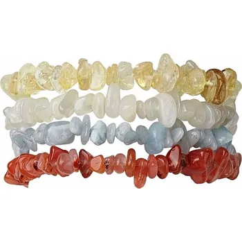 Náramek Sada čtyř náramků - akvamarín, měsíční kámen, citrín a achát obvod cca 16 až 22 cm
