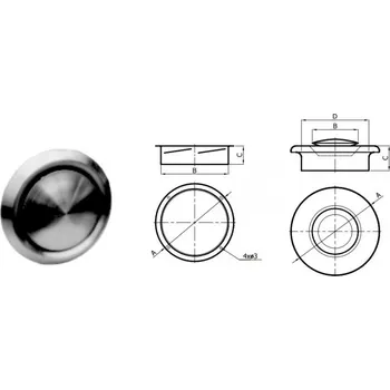 Karl ventilační otvor - Talířový ventil (Anemostat) - NEREZ, průměr 150mm