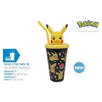 Set školních potřeb Kubek ze słomką 500ml 3D Pokemon